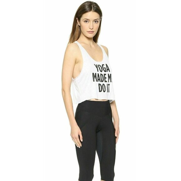 STYLESTALKER White Yoga Made Me Do it Tank Top L - Picture 9 of 10